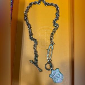 - Vintage Rare Juicy Couture Necklace Giant Pink and Green Logo